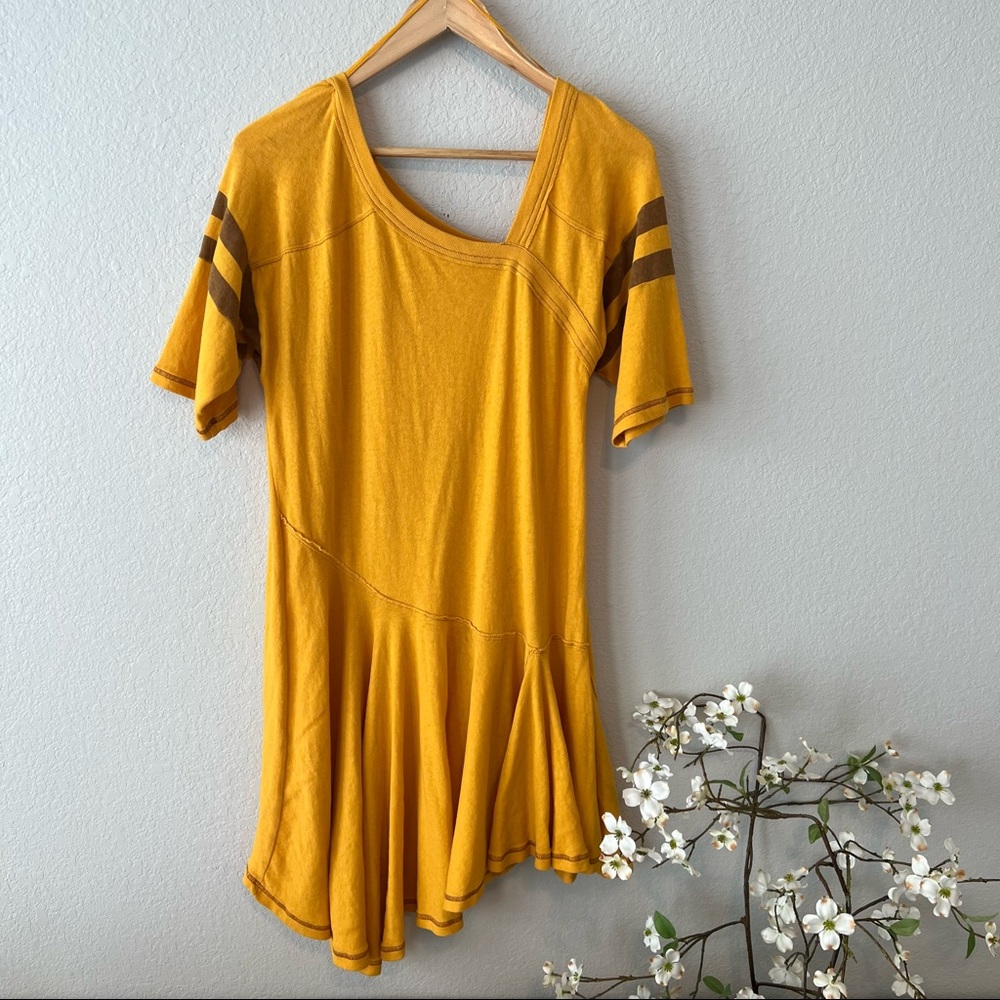 Free People Mustard Asymmetrical T-Shirt Dress XS